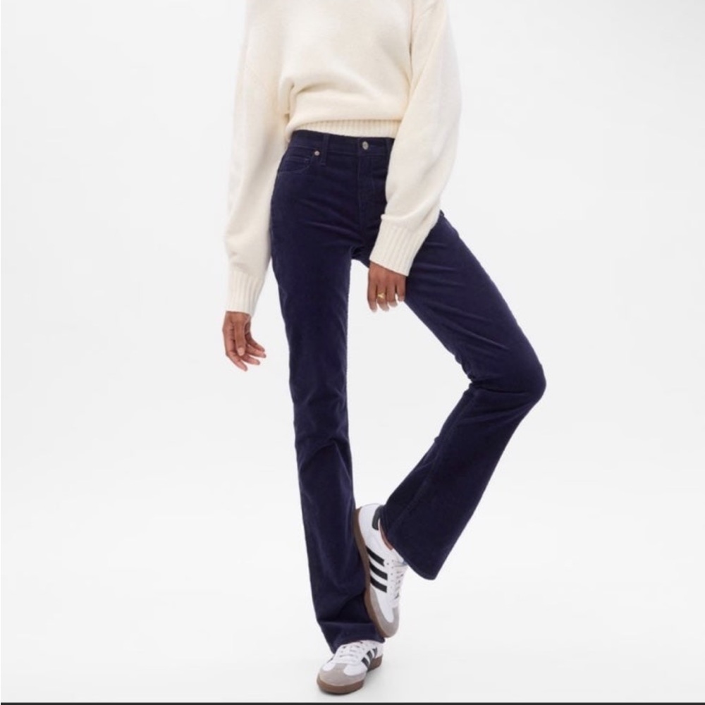 The GAP Navy Corduroy Flare Pants 29 Mid Rise